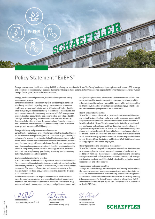 EHS Policy of the Schaeffler Group