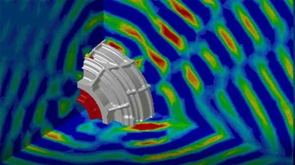 Result of a simulation: sound radiation of an electric motor