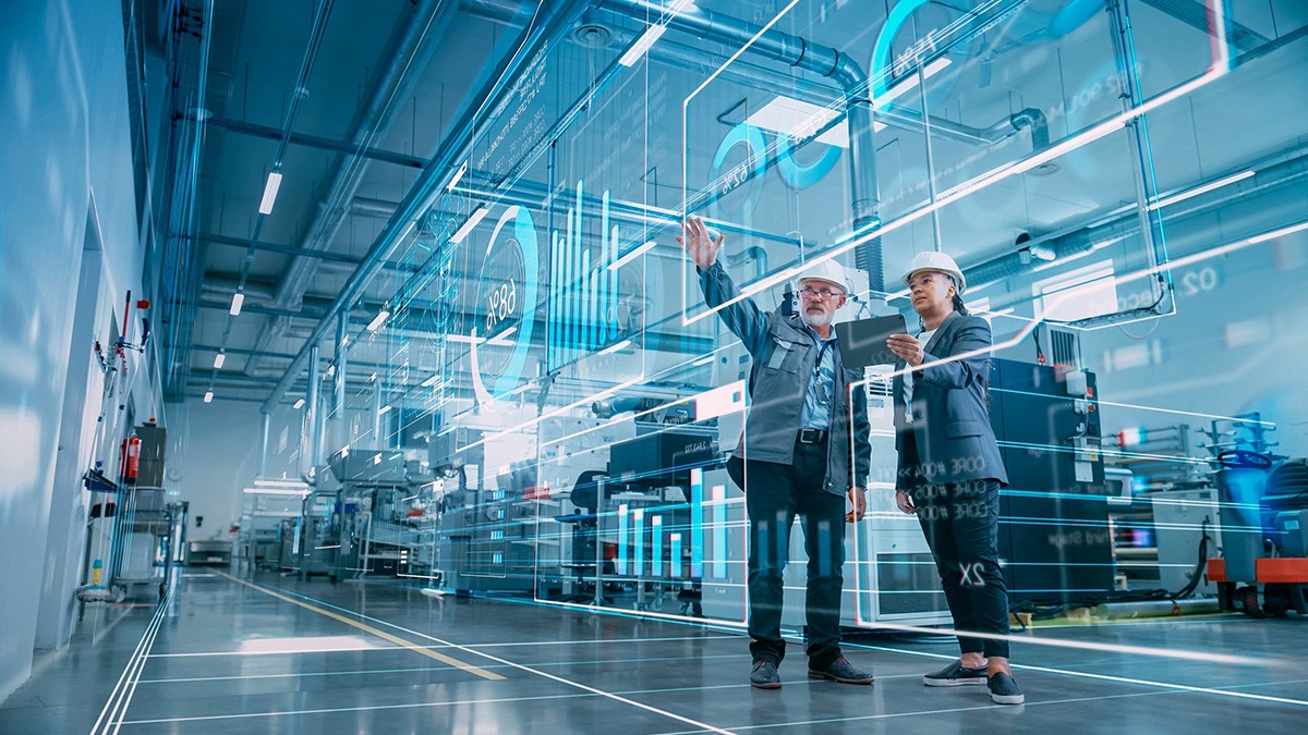 Experts collaborate in a high-tech environment, leveraging Schaeffler’s smart data model to drive innovation and future-ready solutions.