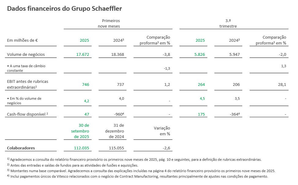 Table 1 - Dados financeiros do Grupo Schaeffler